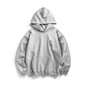 CONTRAST STITCH HOODIE - GRAY front