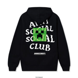 ASSC x Minecraft Creeper Head Logo Zip Hoodie Black Back