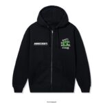 ASSC x Minecraft Creeper Head Logo Zip Hoodie Black Front