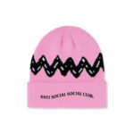 ASSC x Peanuts Zig Zag Fold Beanie Pink Back