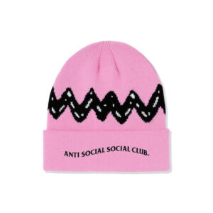 ASSC x Peanuts Zig Zag Fold Beanie Pink Back